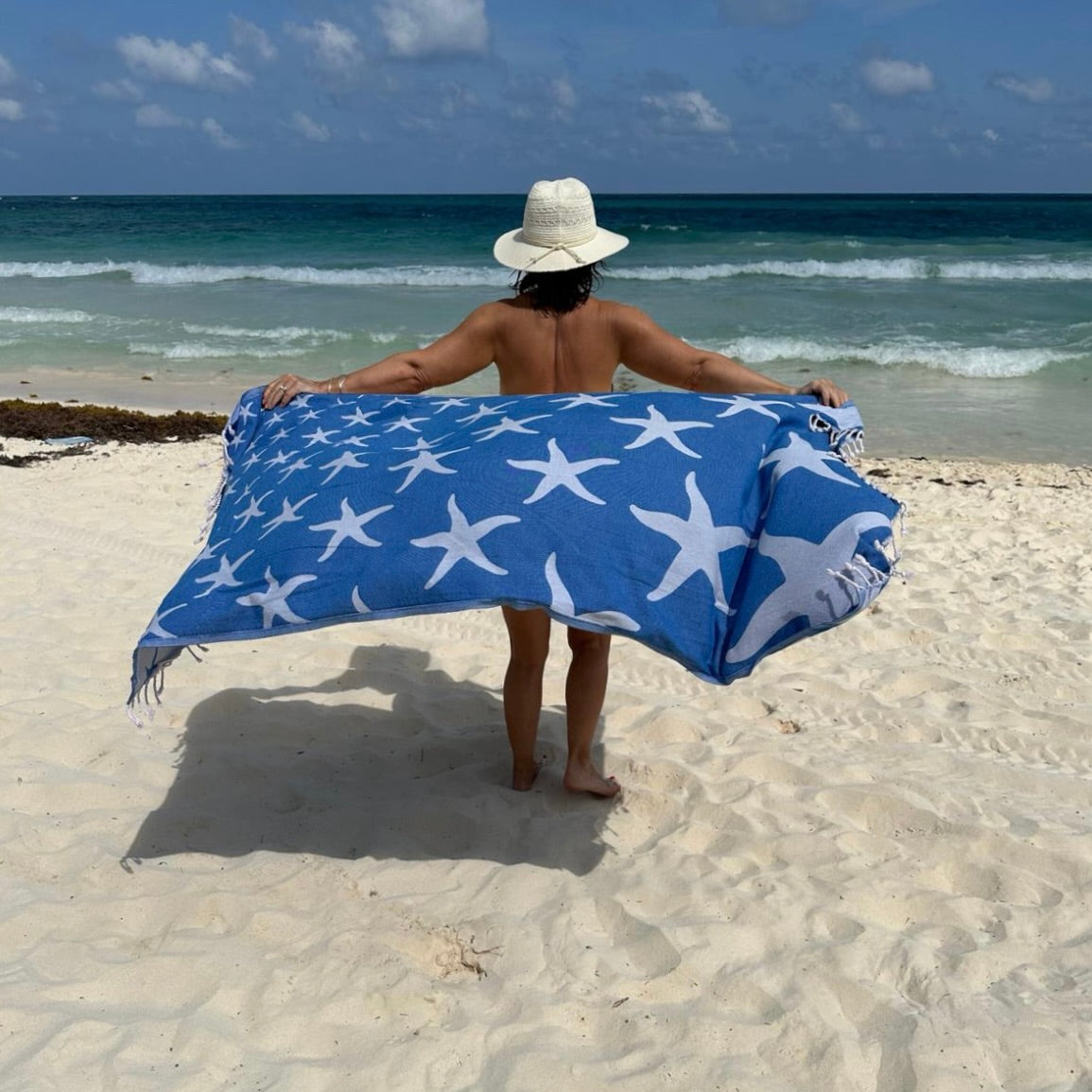 Starfish Beach Sheet (100% Cotton, Fast Drying Beach Towel)-SeaKisses