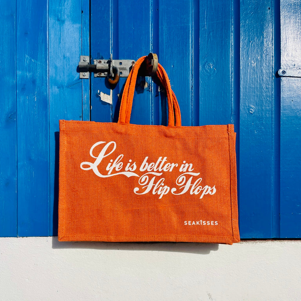 Life is Better in Flip Flops Cute Jute Bags in a Choice of Colours-SeaKisses