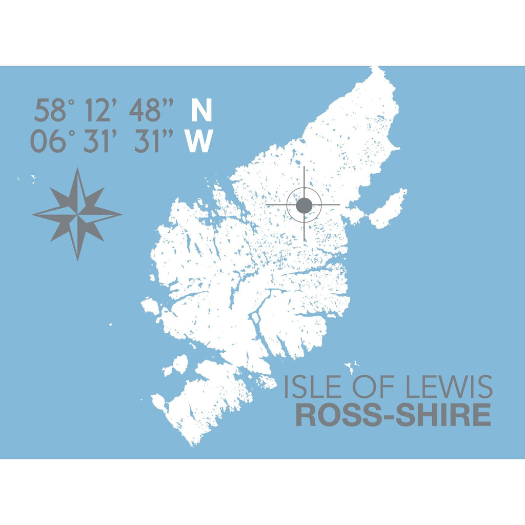 Isle of Lewis Map Travel Print- Coastal Wall Art /Poster-SeaKisses