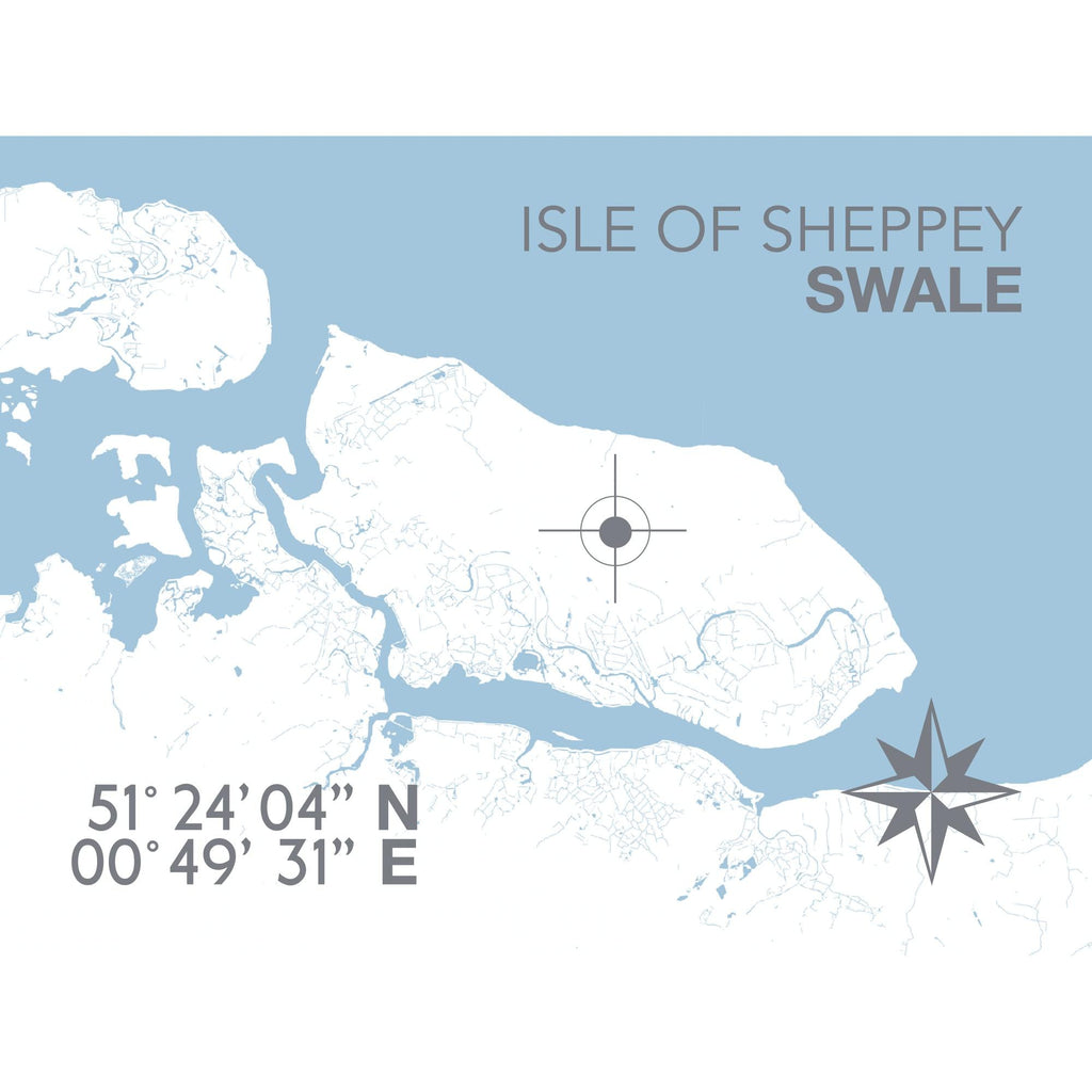 Isle of Sheppey Map Travel Print - Coastal Wall Art /Poster-SeaKisses