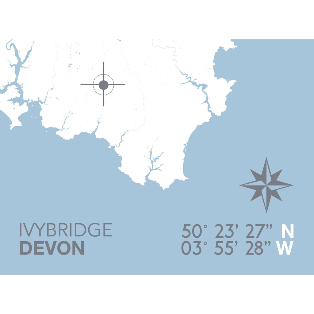 Ivybridge Coastal Map Print-SeaKisses