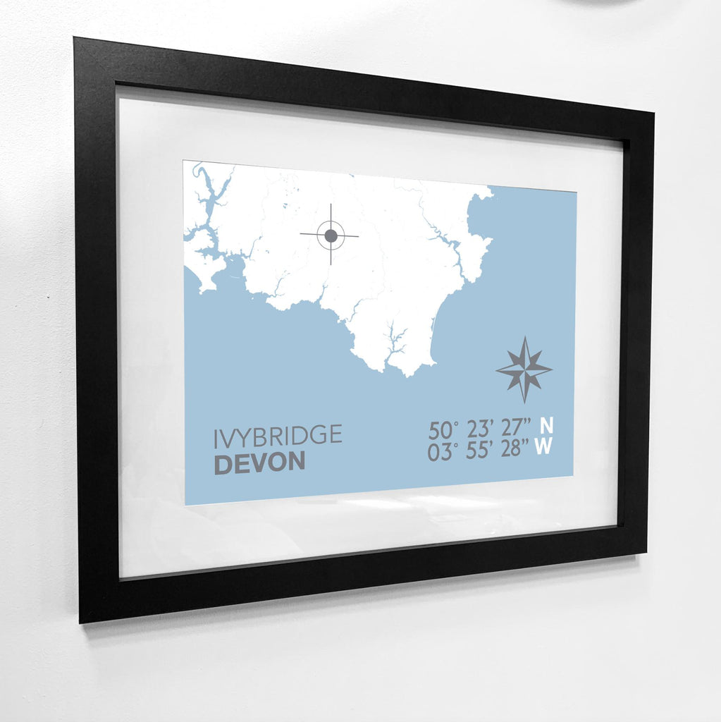 Ivybridge Coastal Map Print-SeaKisses