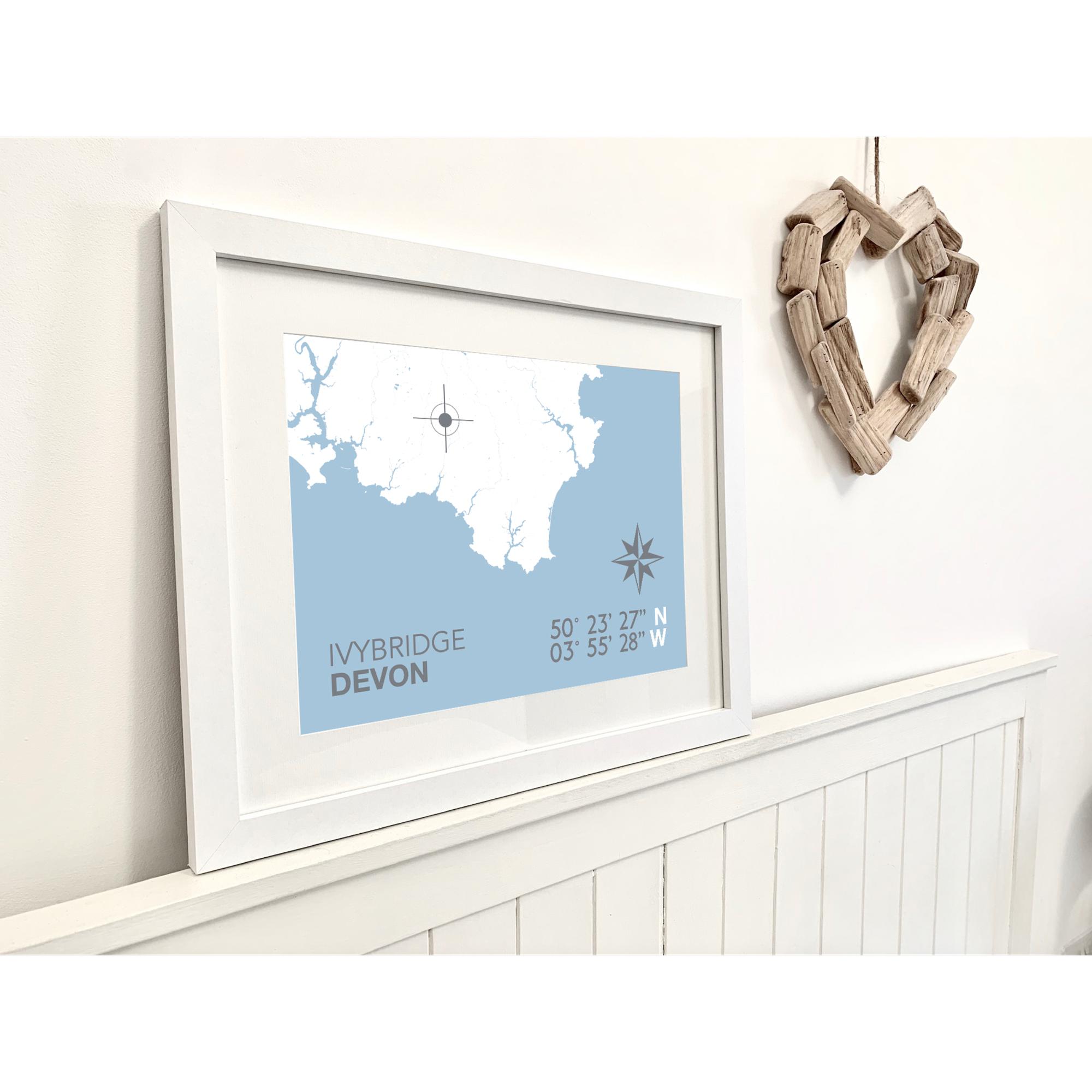 Ivybridge Coastal Map Print-SeaKisses