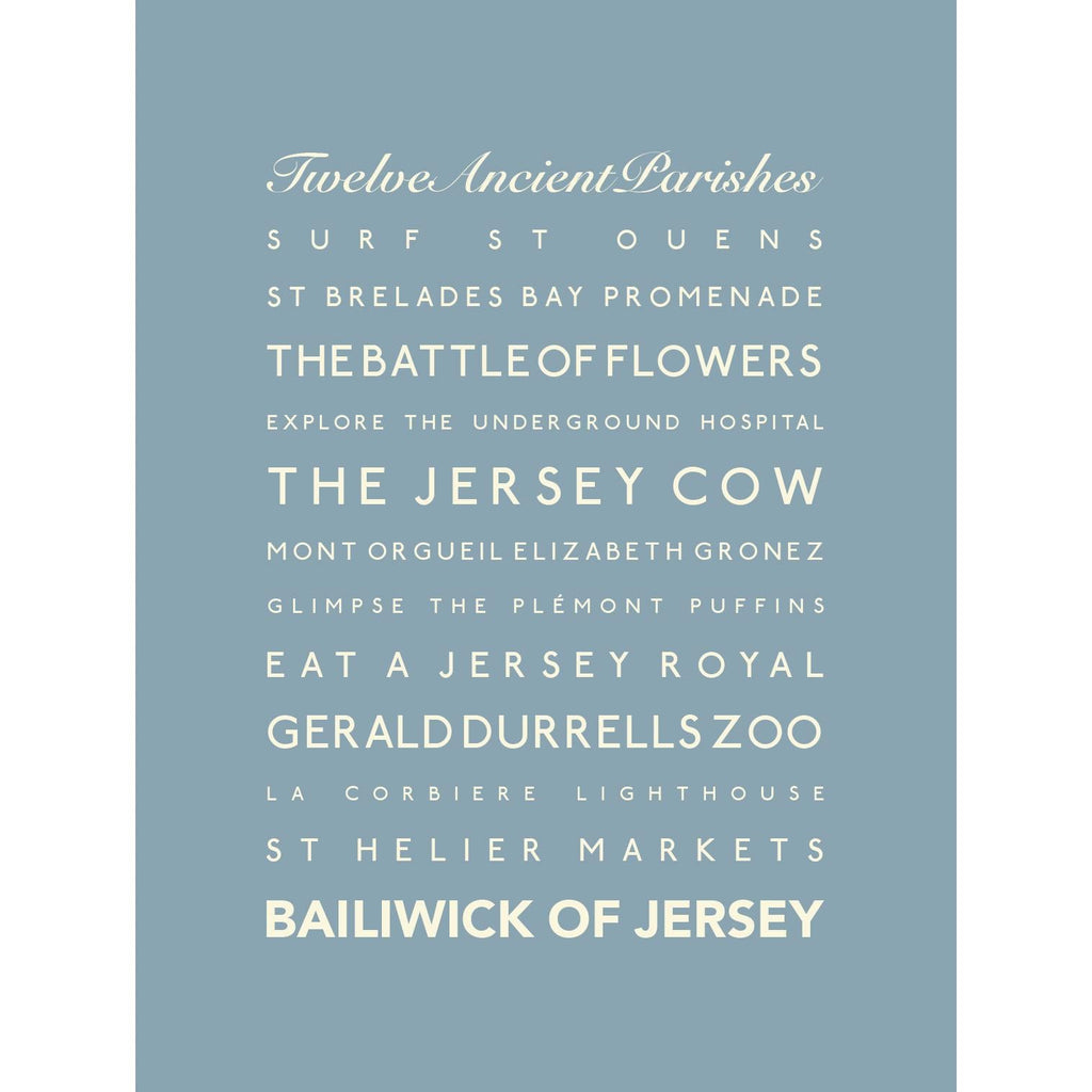 Jersey Typographic Travel Print- Coastal Wall Art /Poster-SeaKisses