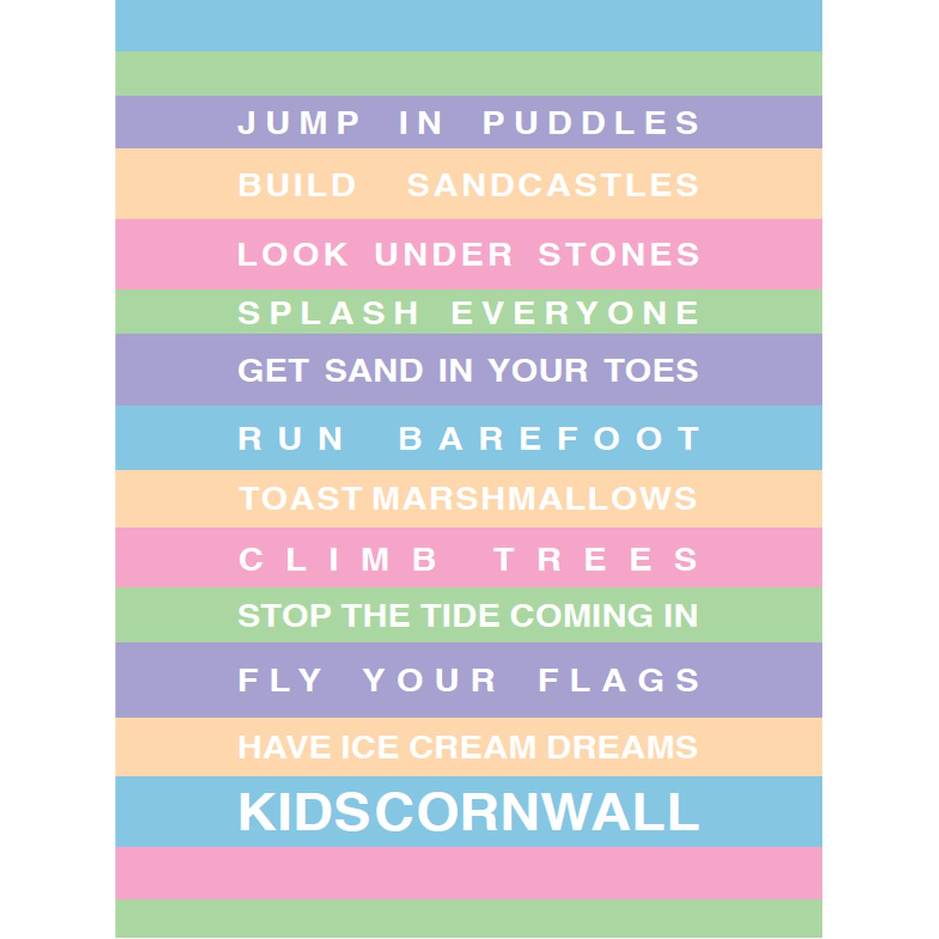 Kids Cornwall Typographic Print-SeaKisses