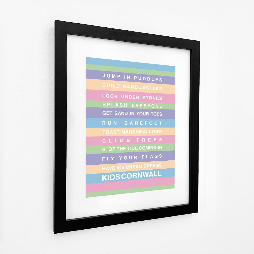 Kids Cornwall Typographic Print-SeaKisses