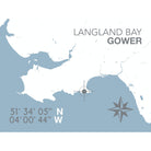 Langland Bay Coastal Map Print-SeaKisses