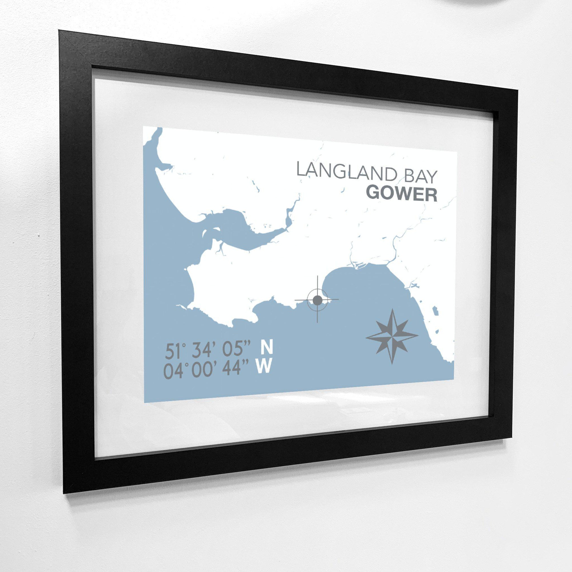 Langland Bay Coastal Map Print-SeaKisses