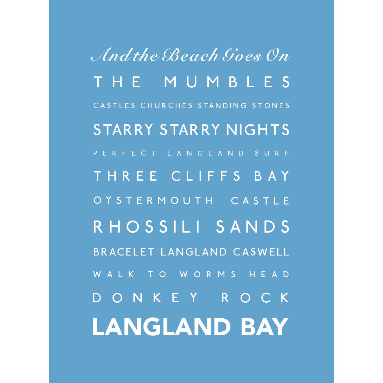 Langland Bay Typographic Print-SeaKisses