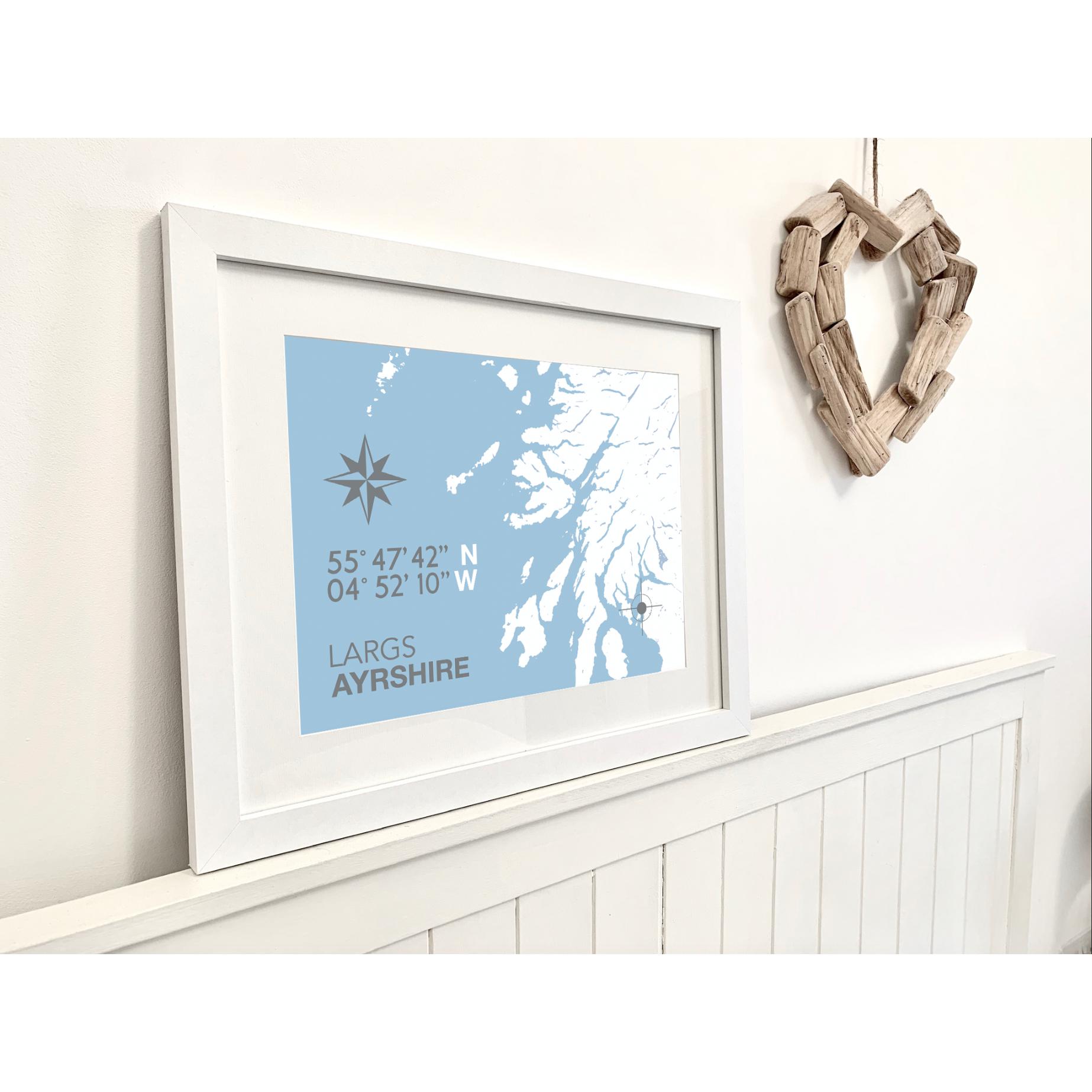 Largs Coastal Map Print-SeaKisses