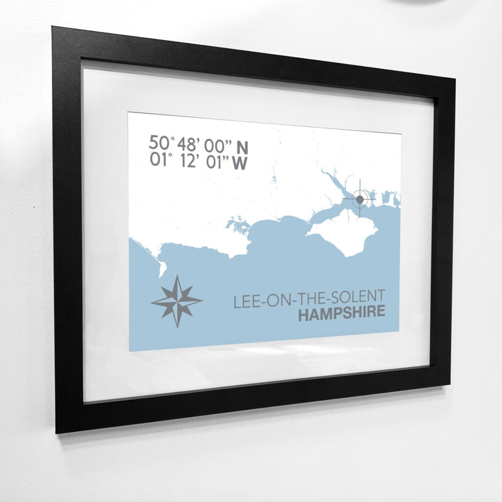 Lee-On-The-Solent Map Travel Print- Coastal Wall Art /Poster-SeaKisses