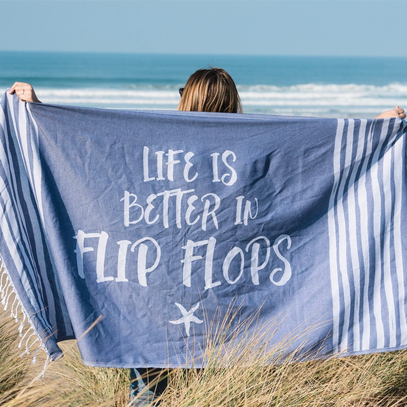 Life is Better in Flip Flops Beach Sheet (Hammam Towel)-SeaKisses