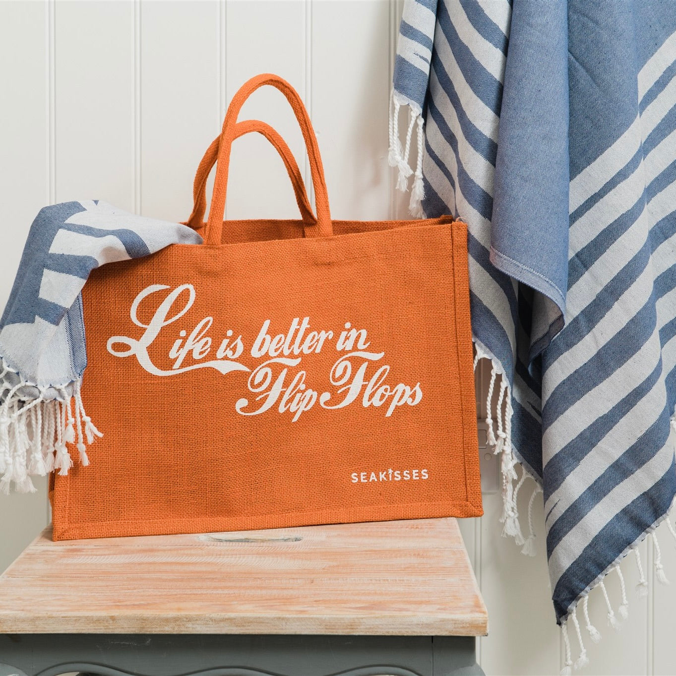 Life is Better in Flip Flops Beach Sheet (Hammam Towel)-SeaKisses