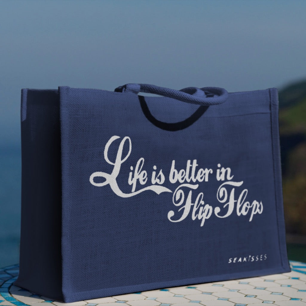 Life is Better in Flip Flops Jute Shoulder Bags - Slight Seconds-SeaKisses