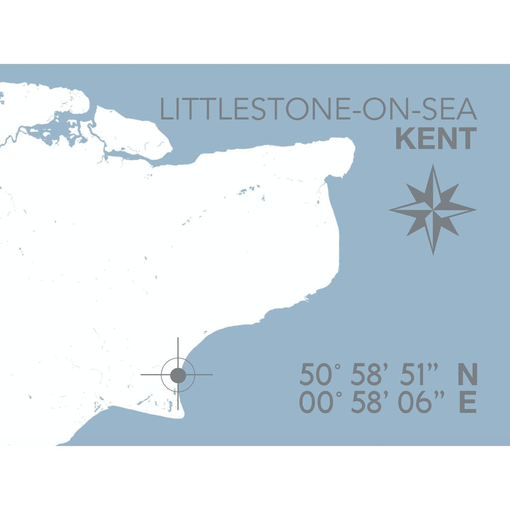 Littlestone-On-Sea Map Travel Print - Coastal Wall Art /Poster-SeaKisses