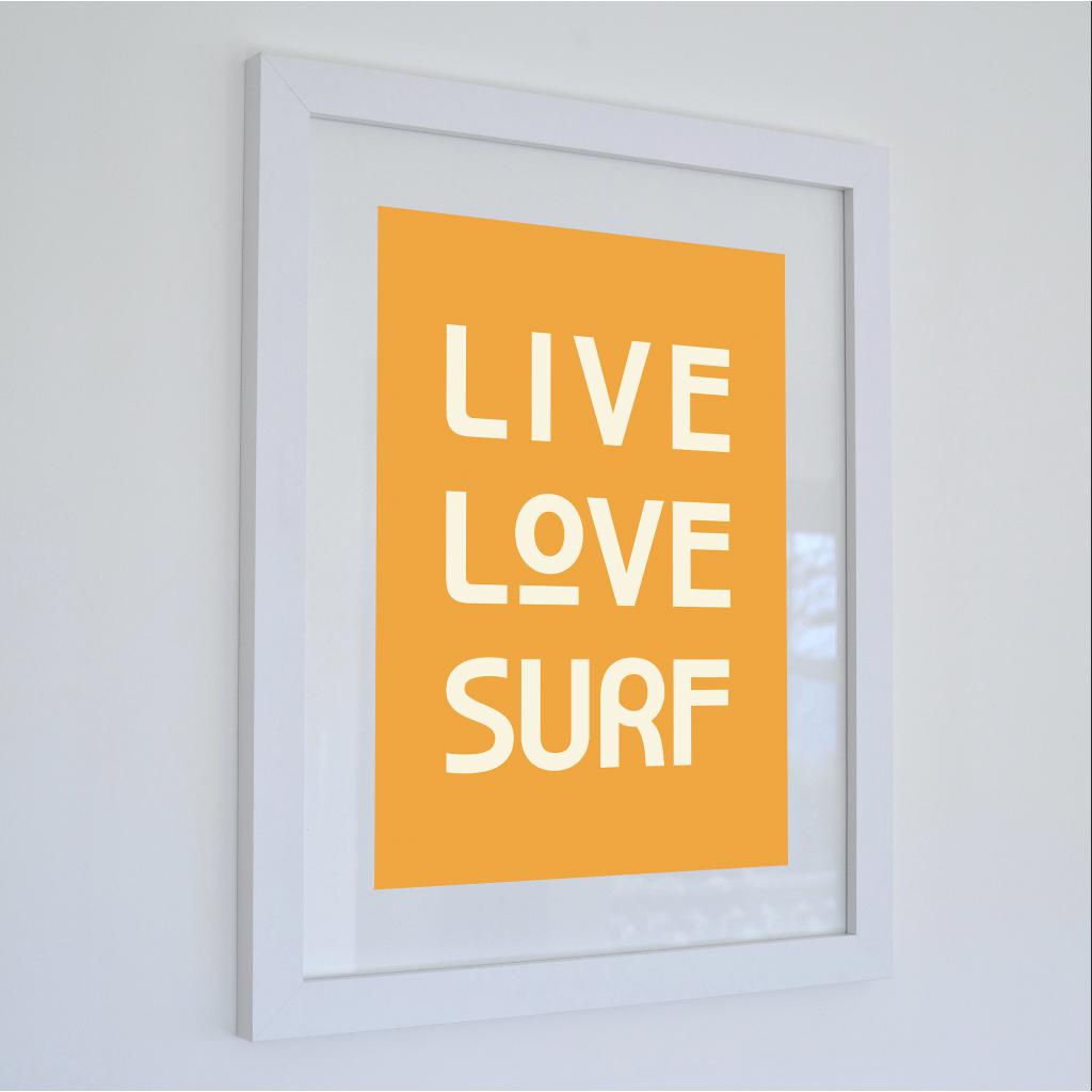Live Love Surf - Typographic Travel Print - Coastal Wall Art - Poster-SeaKisses