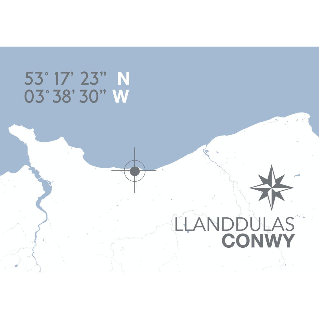 Llanddulas Coastal Map Print-SeaKisses