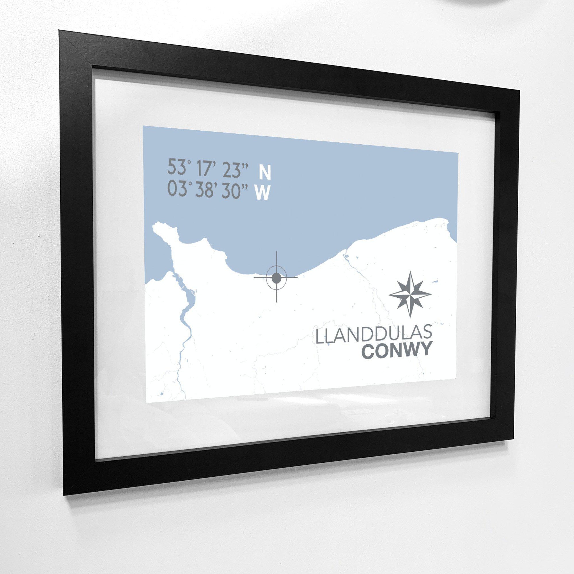 Llanddulas Coastal Map Print-SeaKisses