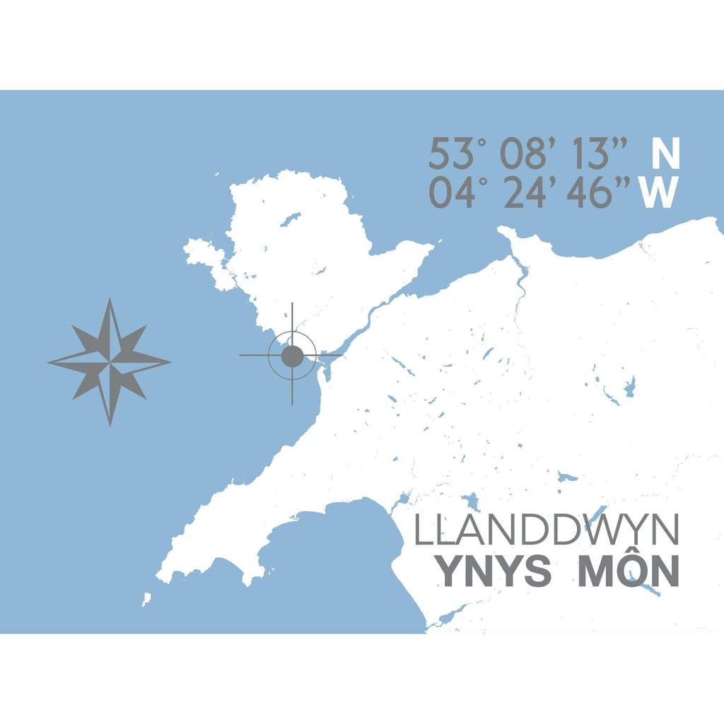 Llanddwyn Nautical Map Seaside Print - Coastal Wall Art /Poster-SeaKisses