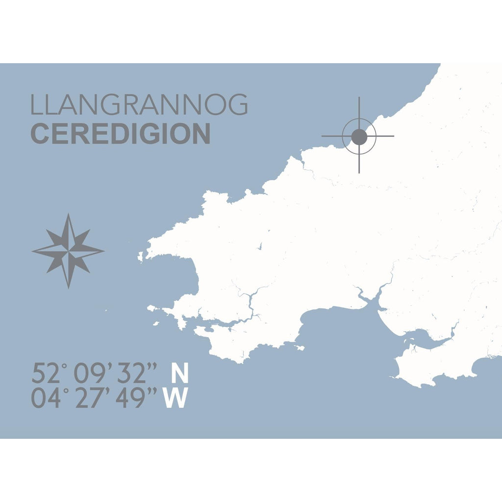 Llangrannog Coastal Map Print-SeaKisses