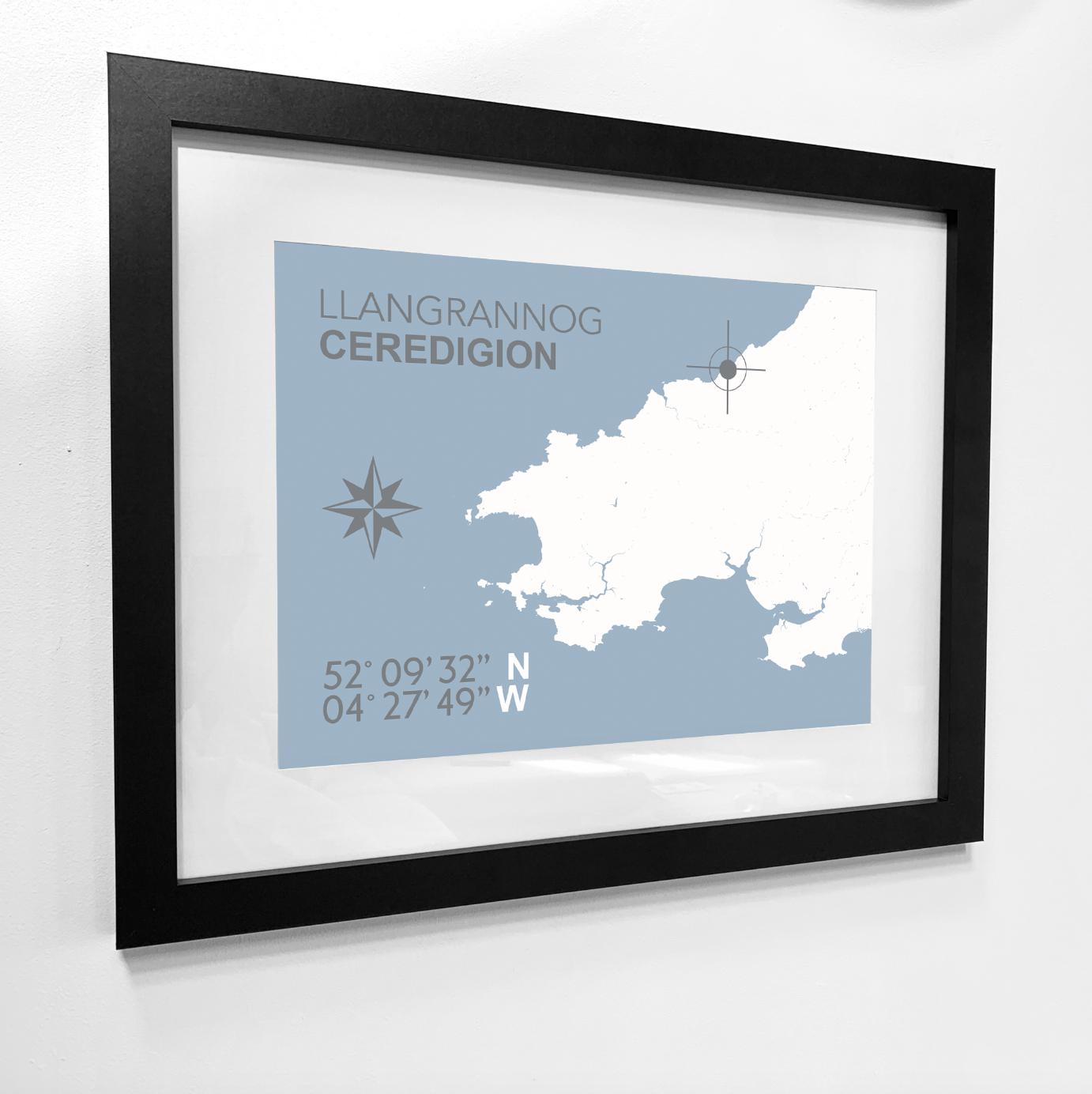 Llangrannog Coastal Map Print-SeaKisses