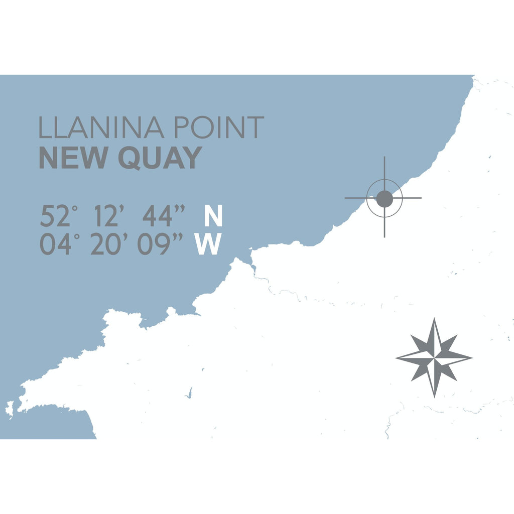 Llanina Point, New Quay Map Seaside Print - Coastal Wall Art /Poster-SeaKisses