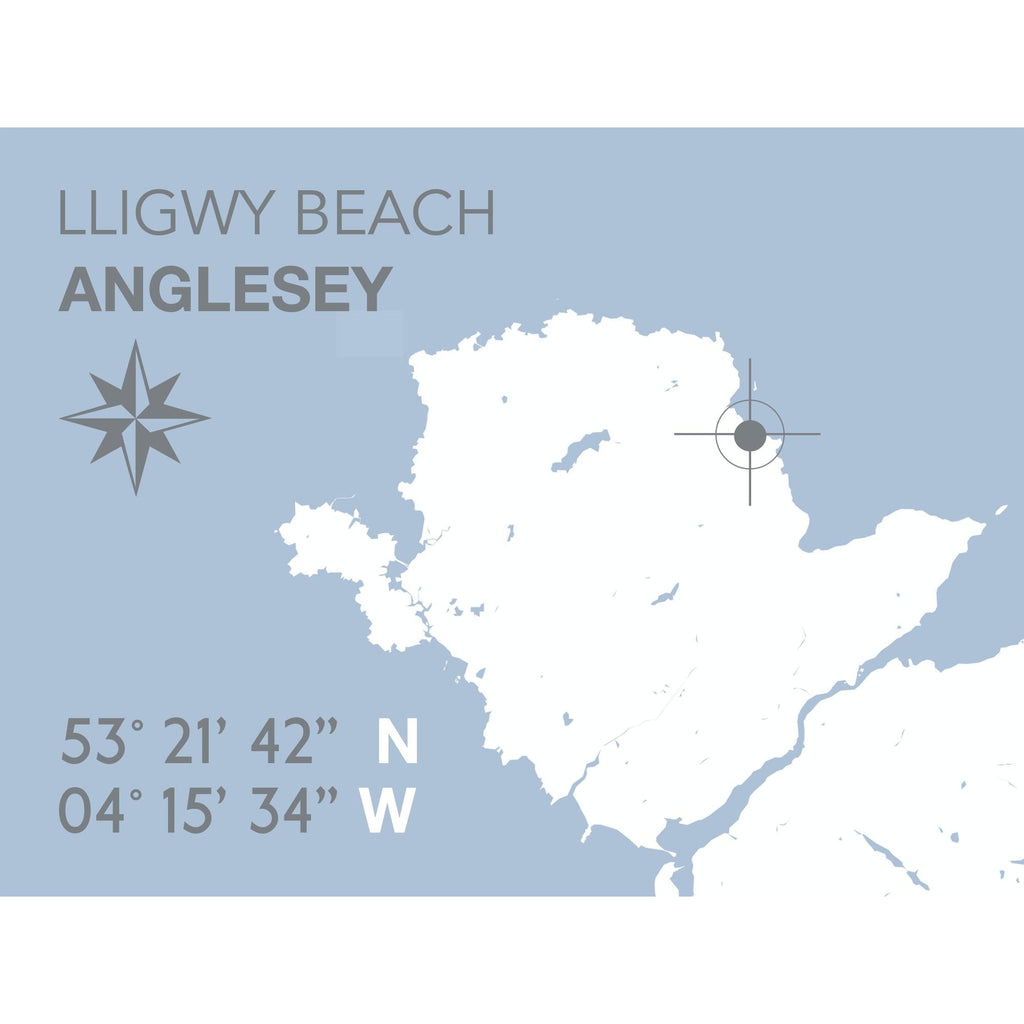Lligwy Beach, Anglesey Coastal Map Print-SeaKisses