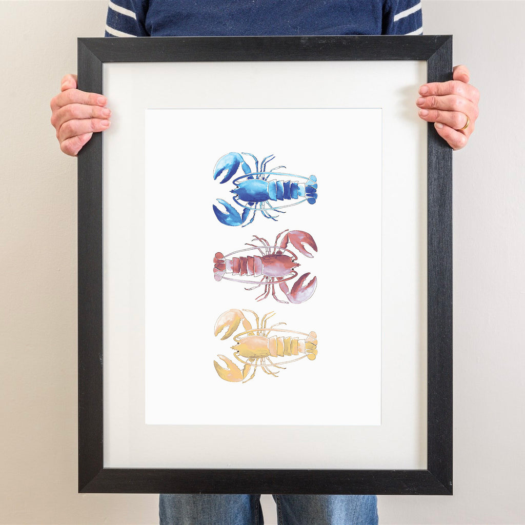 Chromatic Lobster Trio - Watercolour Print-SeaKisses