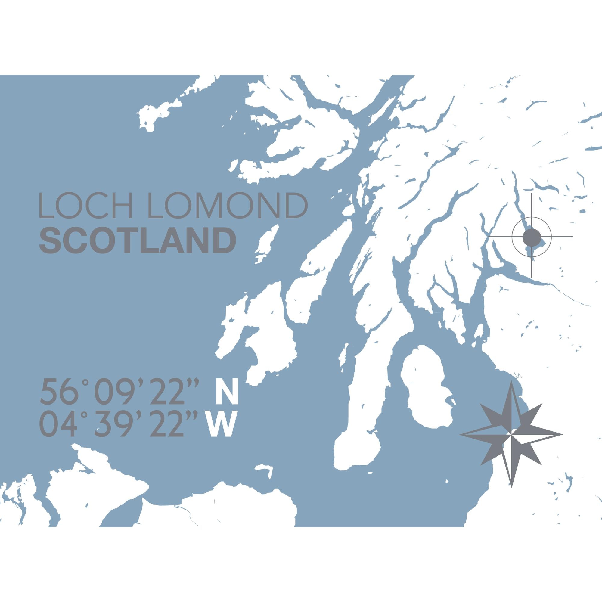 Loch Lomond Coastal Map Print-SeaKisses