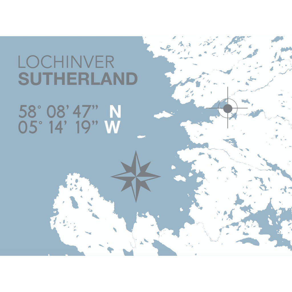Lochinver Map Travel Print- Coastal Wall Art /Poster-SeaKisses