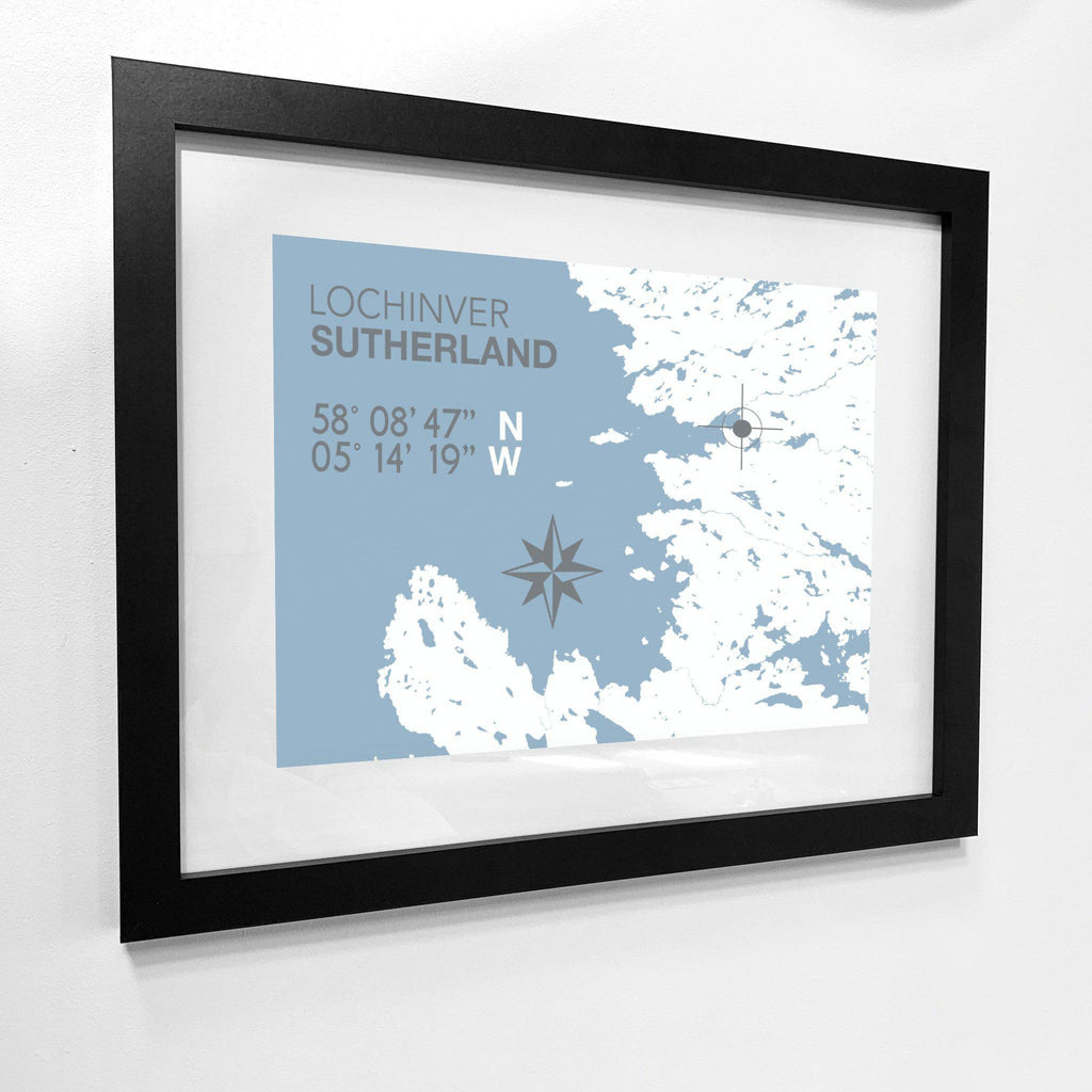 Lochinver Map Travel Print- Coastal Wall Art /Poster-SeaKisses