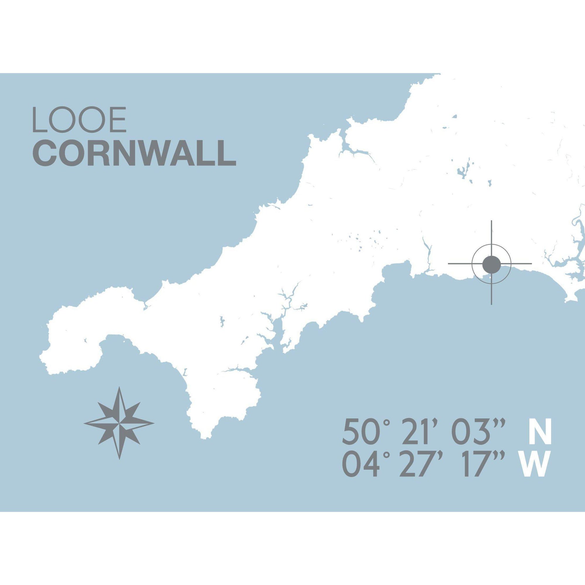 Looe Coastal Map Print-SeaKisses