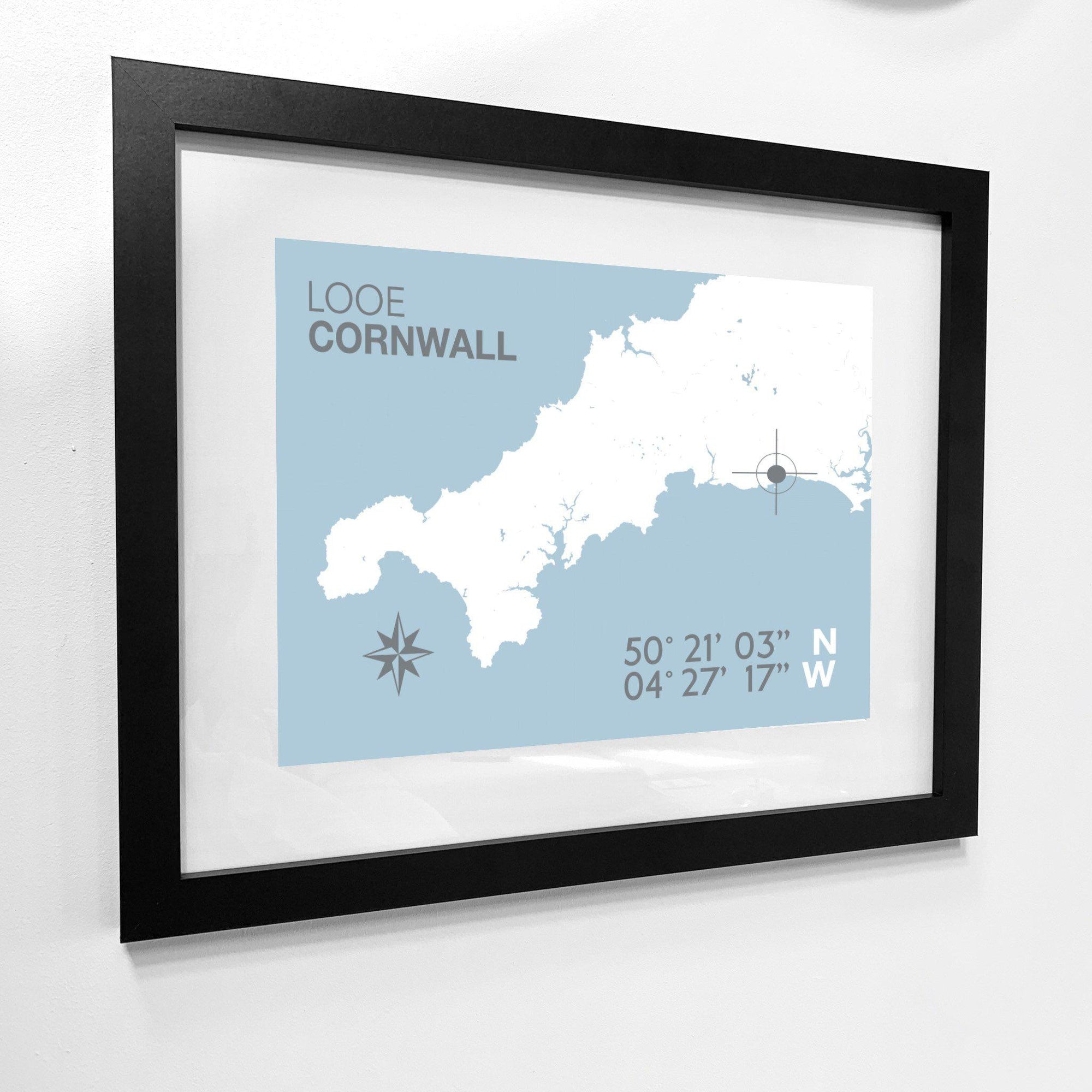 Looe Coastal Map Print-SeaKisses