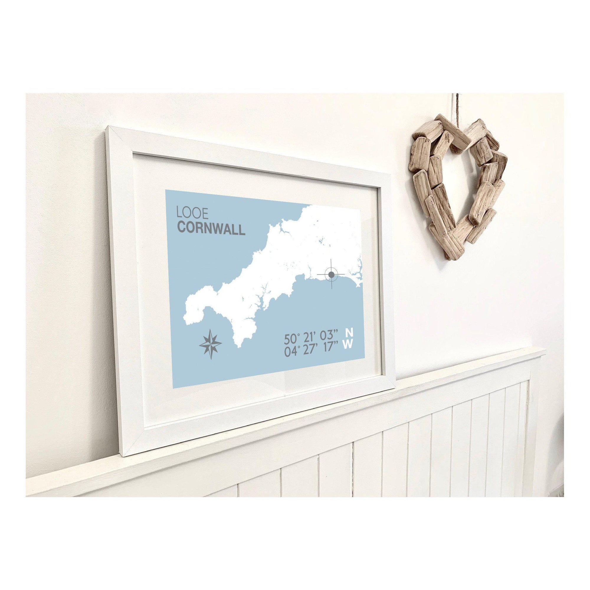 Looe Coastal Map Print-SeaKisses