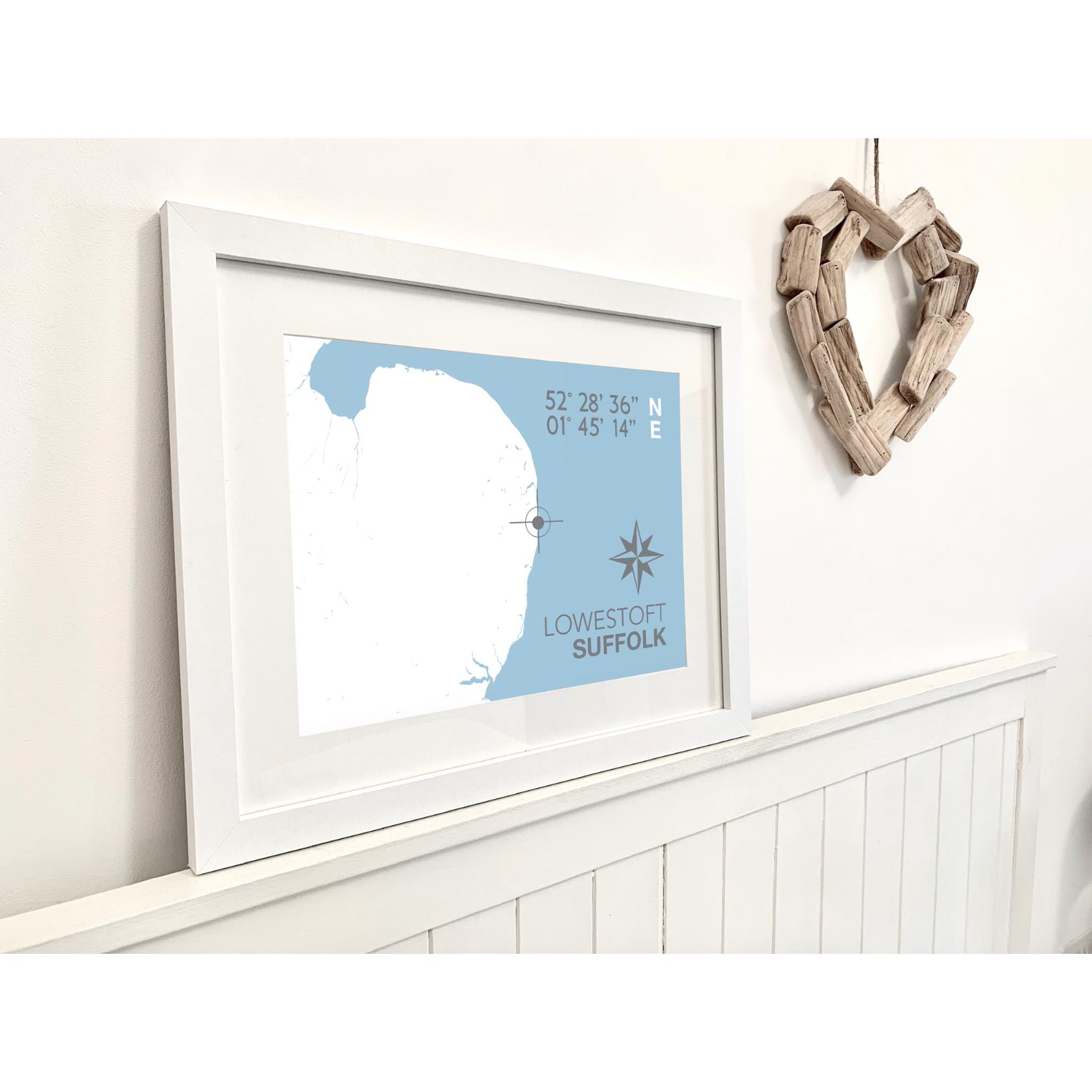 Lowestoft Coastal Map Print-SeaKisses