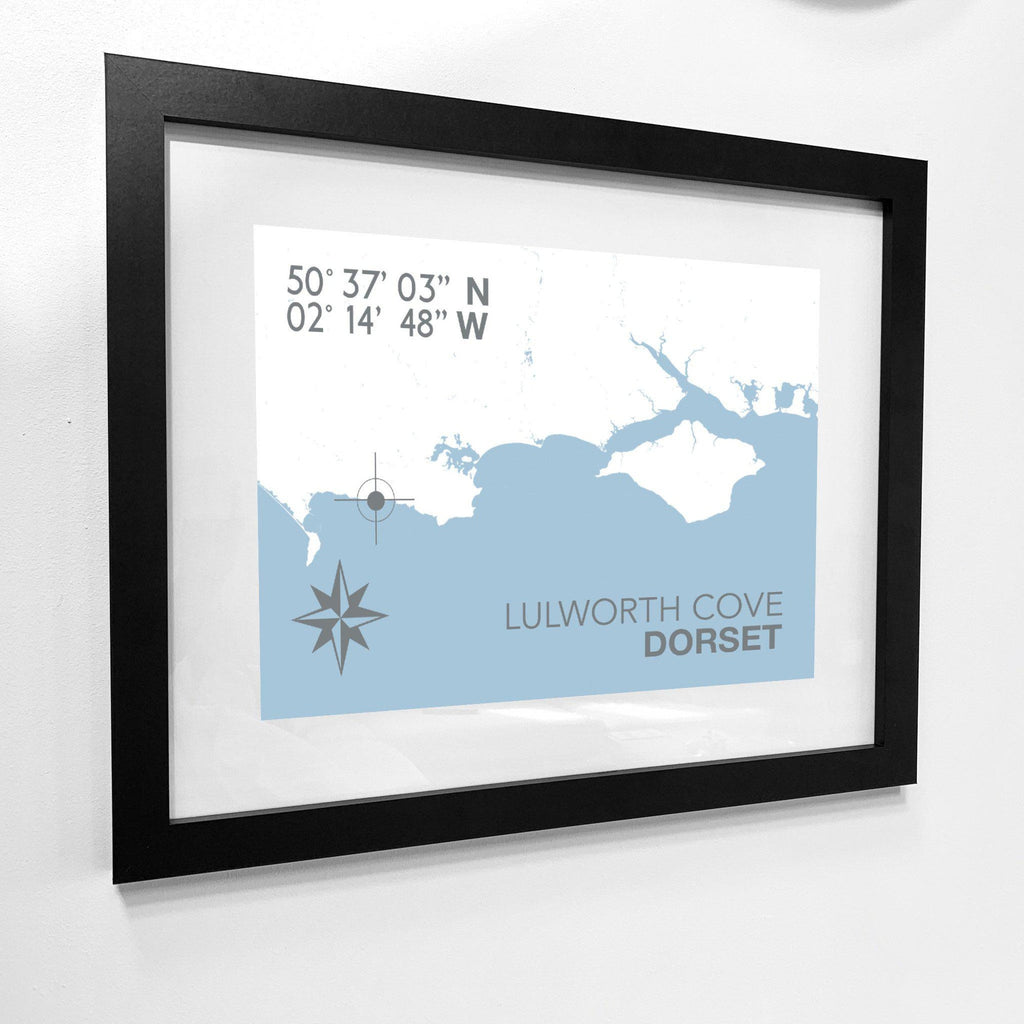Lulworth Cove Map Travel Print- Coastal Wall Art /Poster-SeaKisses