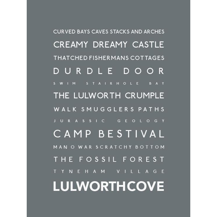 Lulworth Cove Typographic Travel Print- Coastal Wall Art /Poster-SeaKisses
