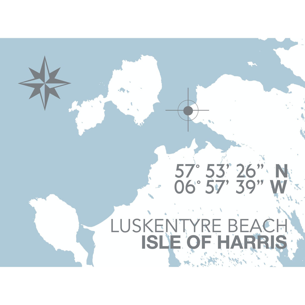 Luskentyre Beach, Isle of Harris Coastal Map Print-SeaKisses