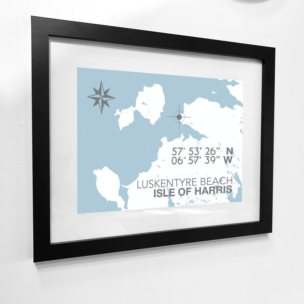 Luskentyre Beach, Isle of Harris Map Travel Print- Coastal Wall Art /Poster-SeaKisses