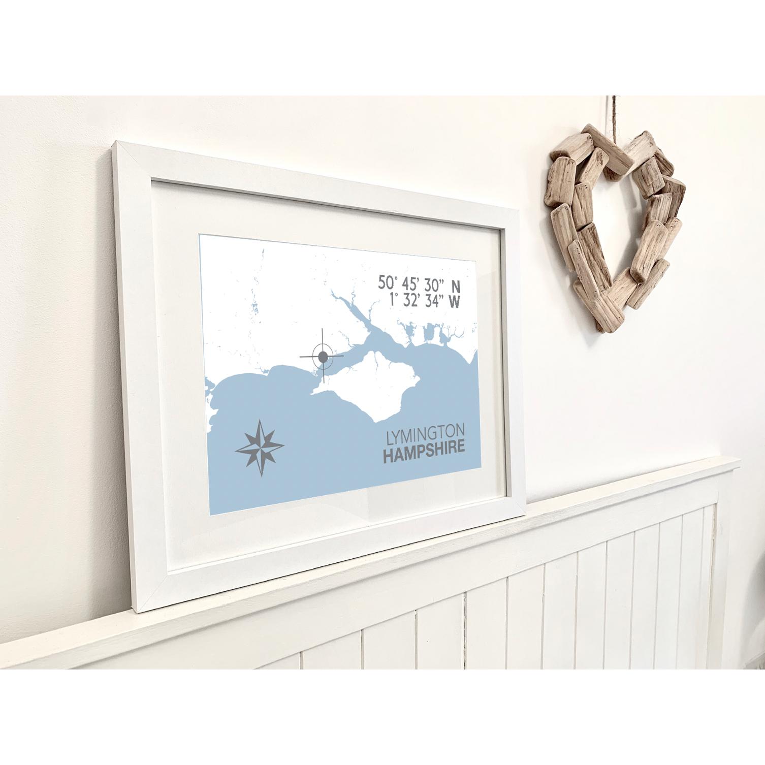 Lymington Coastal Map Print-SeaKisses