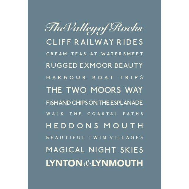 Lynton & Lynmouth Typographic Print-SeaKisses