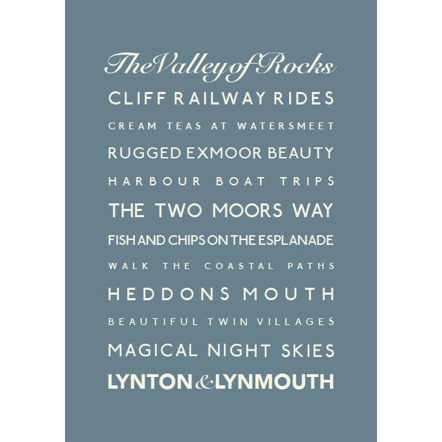 Lynton & Lynmouth Typographic Travel Print- Coastal Wall Art /Poster-SeaKisses
