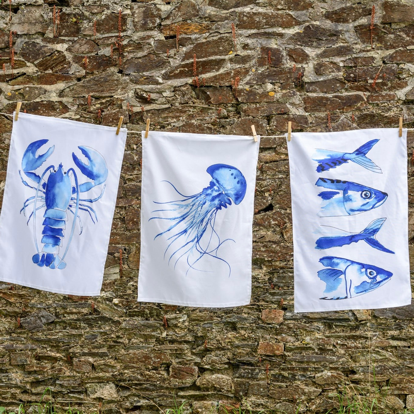 Mackerel Design Tea Towel-SeaKisses