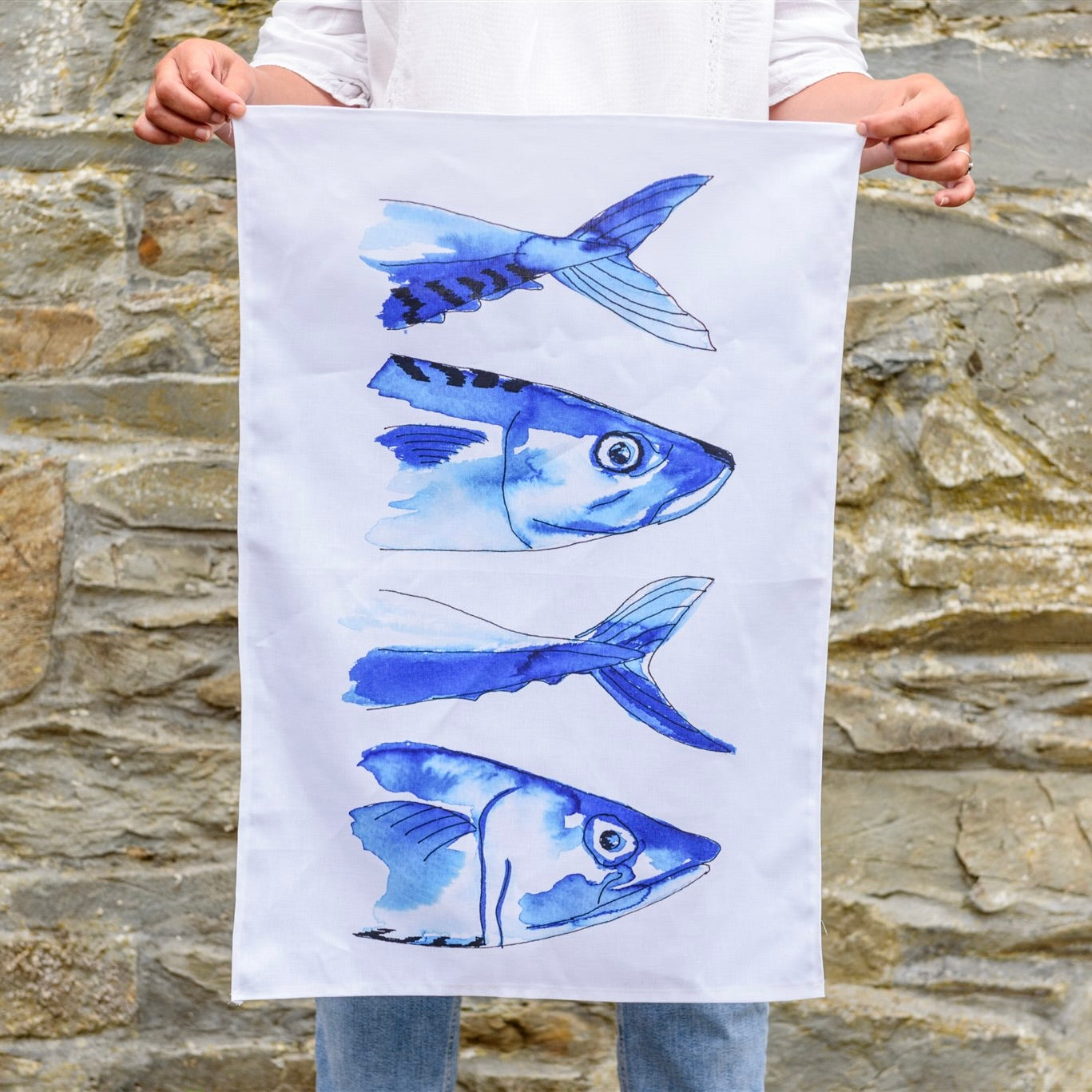 Mackerel Design Tea Towel-SeaKisses