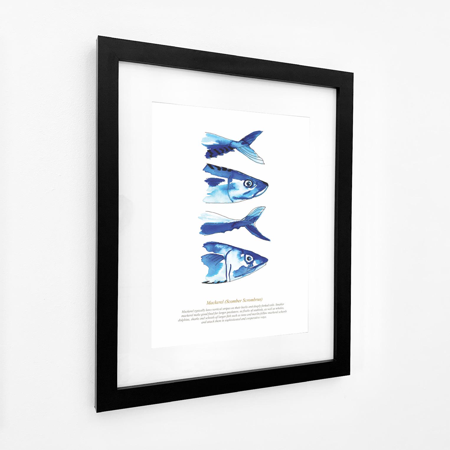 Mackerel Watercolour Art Print-SeaKisses