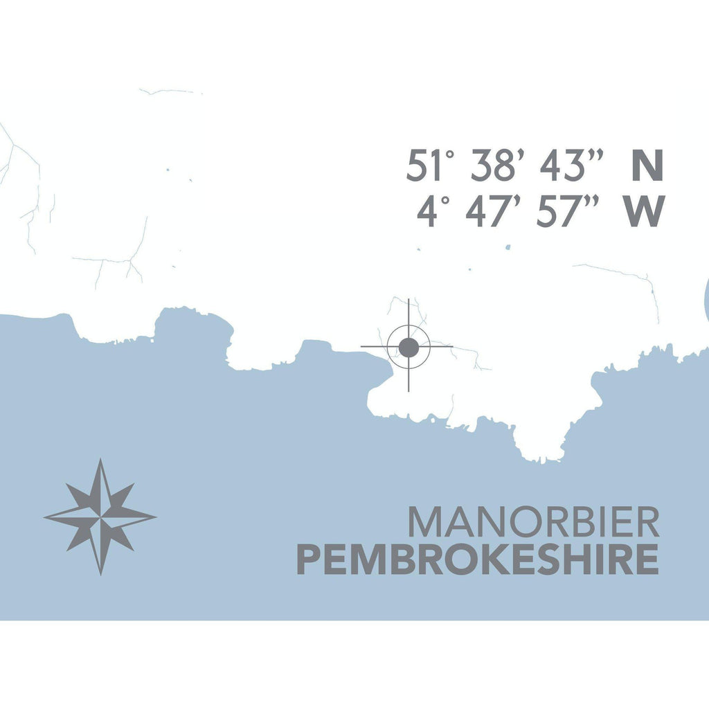 Manorbier Coastal Map Print-SeaKisses