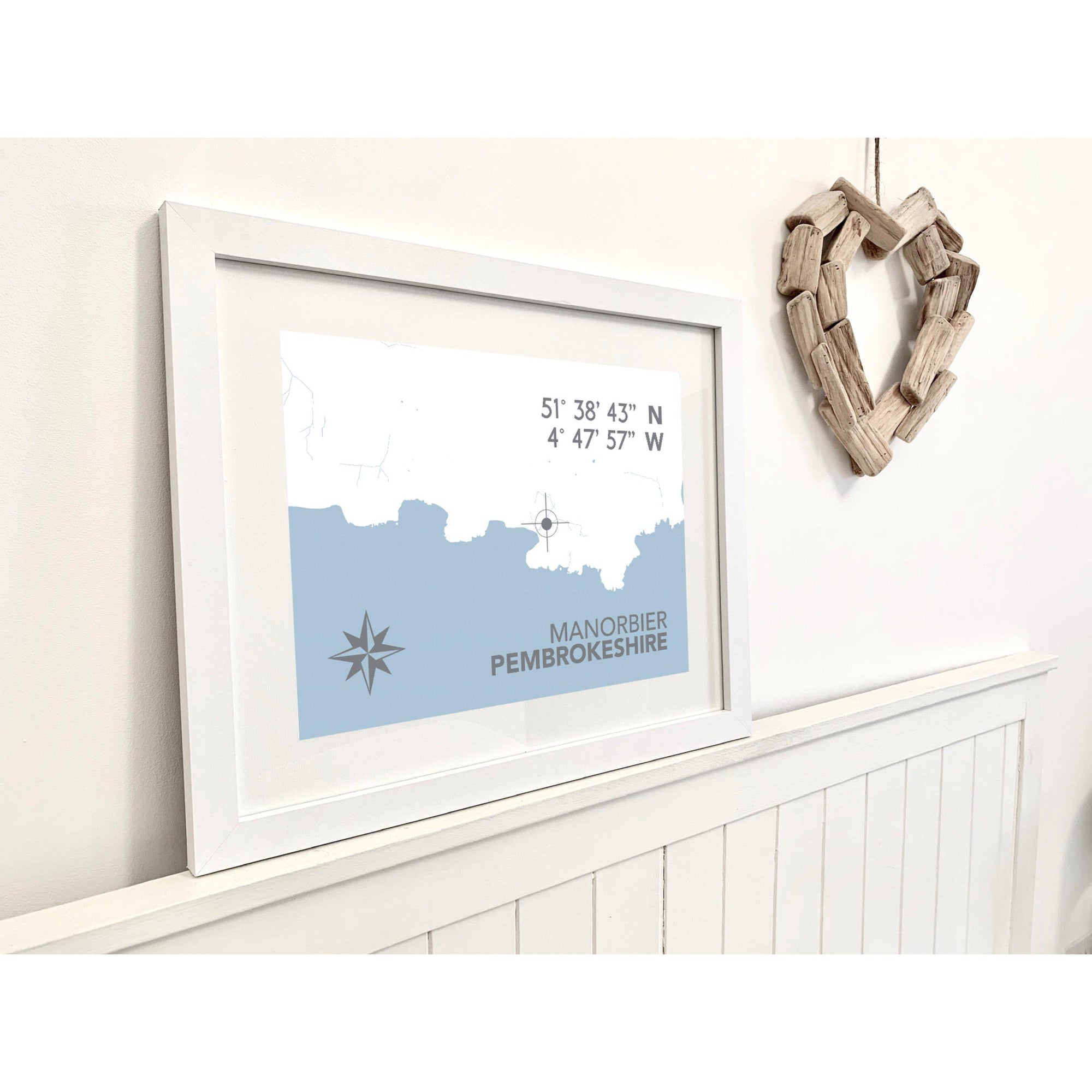 Manorbier Coastal Map Print-SeaKisses