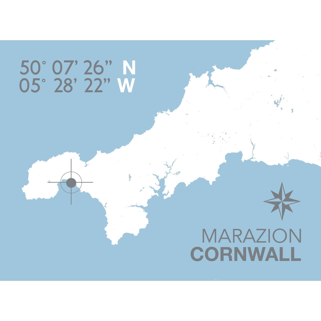 Marazion Coastal Map Print-SeaKisses