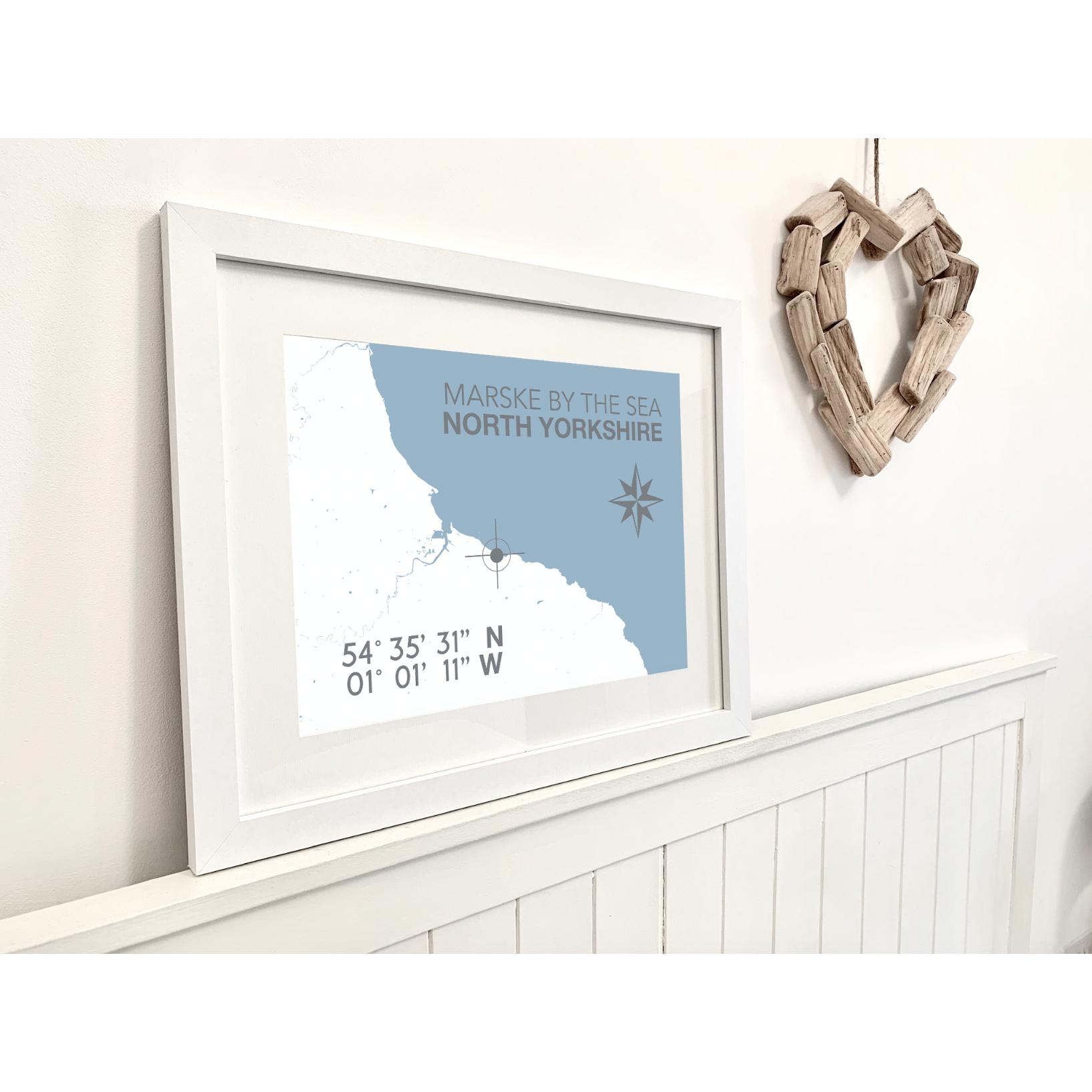 Marske By The Sea Coastal Map Print-SeaKisses