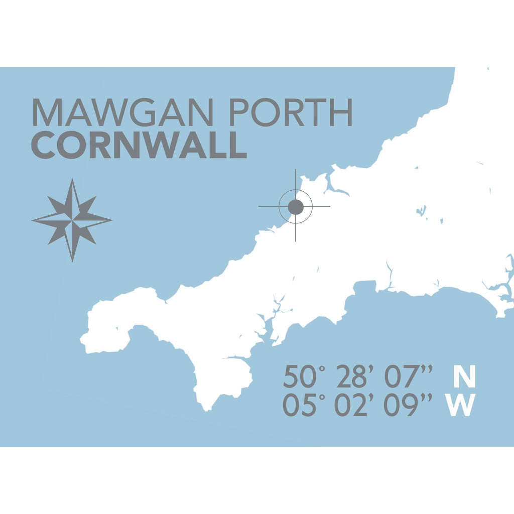Mawgan Porth Map Travel Print- Coastal Wall Art /Poster-SeaKisses